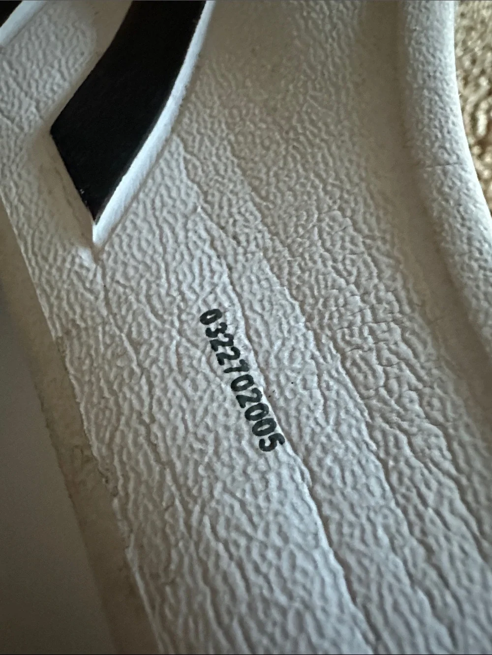 adidas men’s size 9J White Clogs with Black Stripes